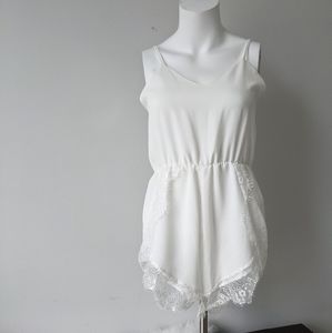 Lace Silky Double Lined White Romper Sz XS